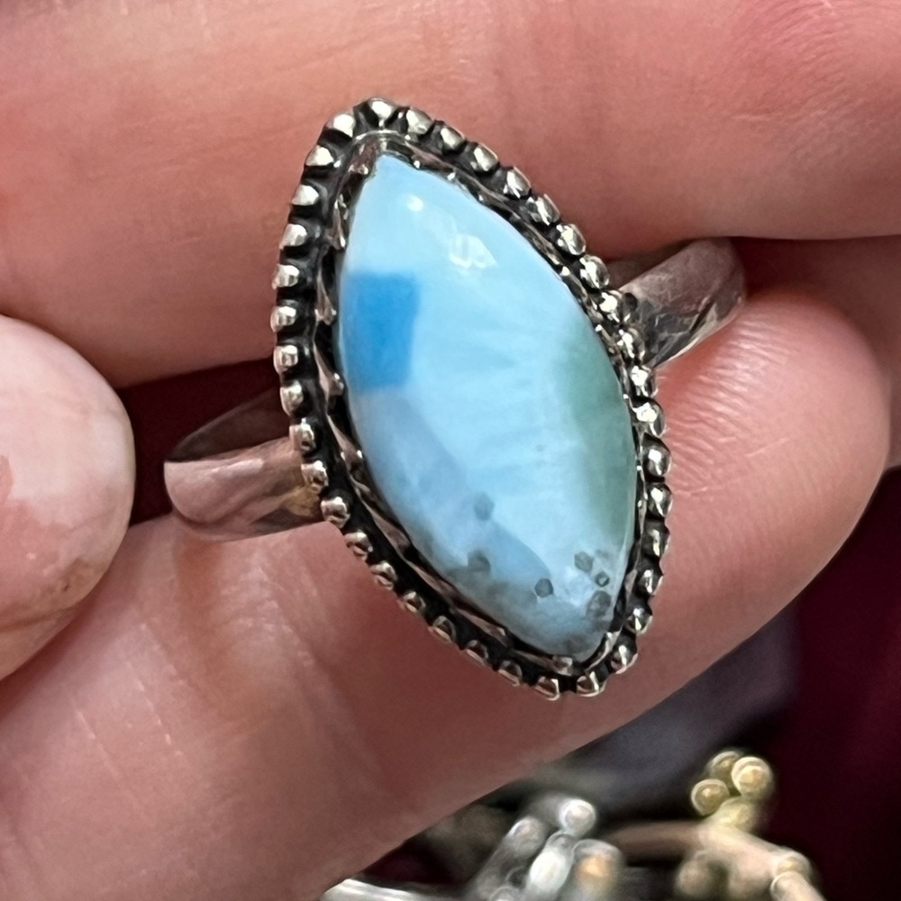 Elegant Silver and Larimer Turquoise Stone Ring
